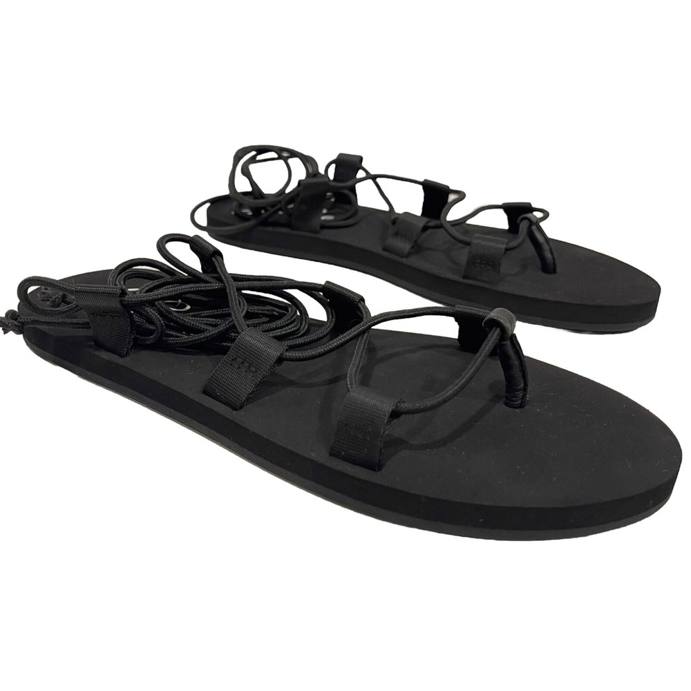 J. Crew Gladiator Lace Up Thin Eva Casual Thong Sandals Flats Black Women's Sz 7